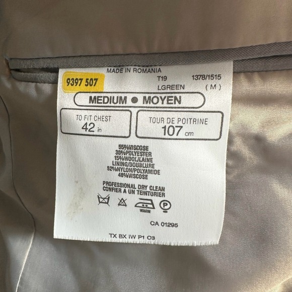 Marks & Spencer Sport Coat Blazer Men Medium 42 Gray 2 Btn Rayon Wool Blend - Picture 10 of 13